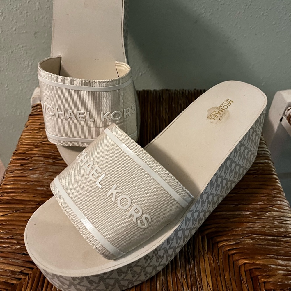Michael Kors Eva wedge platform slides slip on sandal